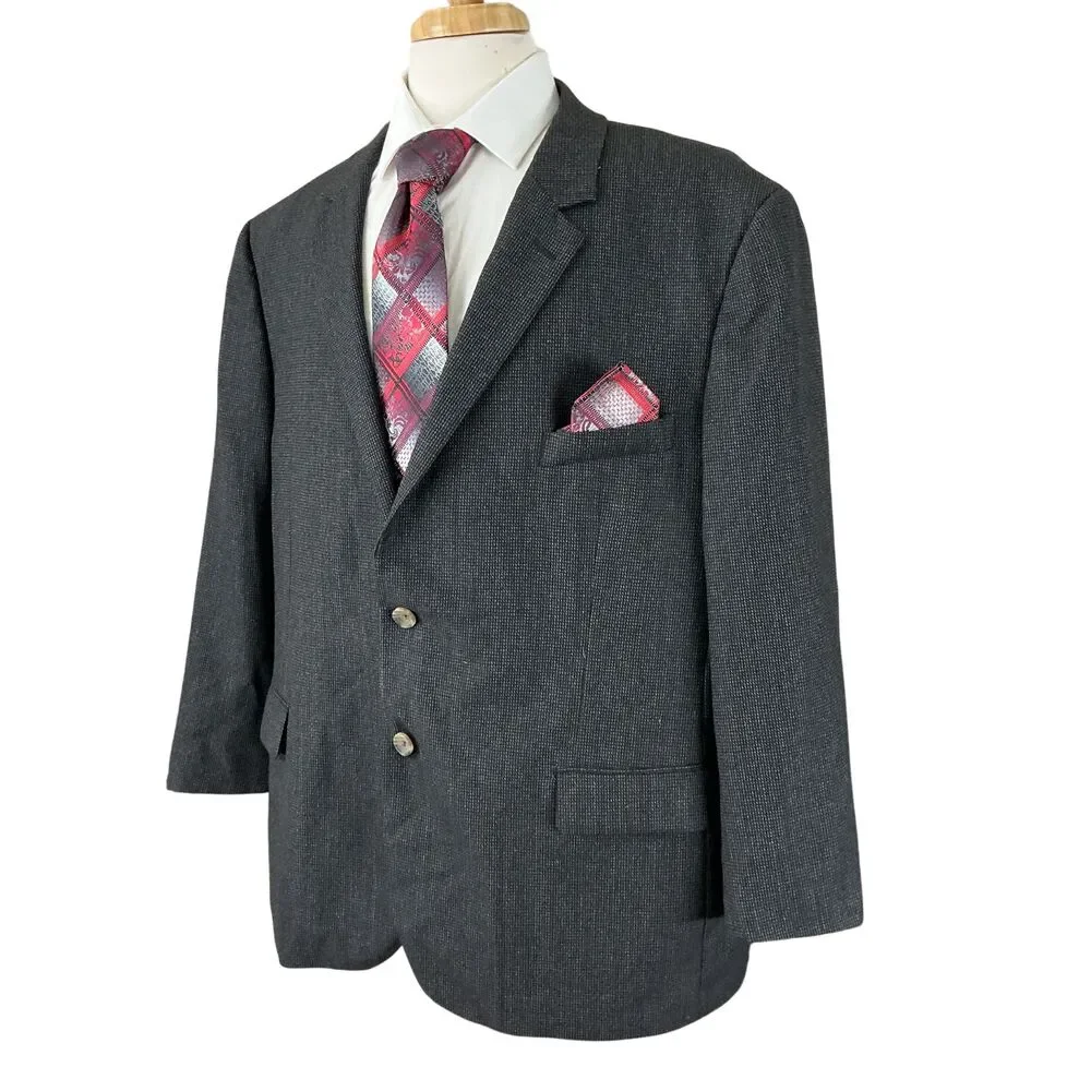 Indochino Blazer 52R Black Speckled Wool Silk Sport Coat Old Money Luxe Jacket